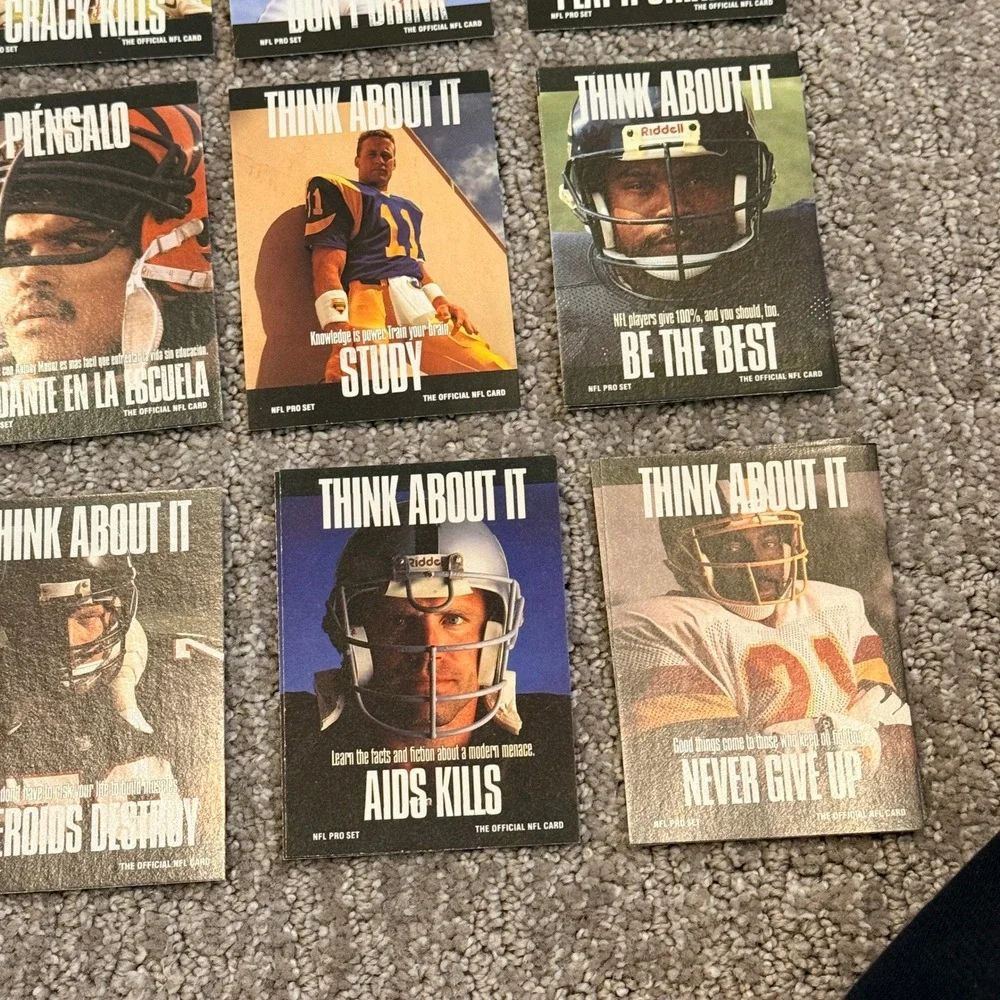 Pro Set Think About It NFL Trading Cards Lot PSA Message 1991 Vintage Football